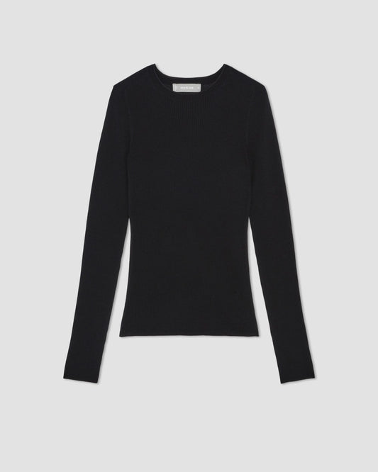 The Long-Sleeve Sweater Tee in Ultrasoft Merino | Black
