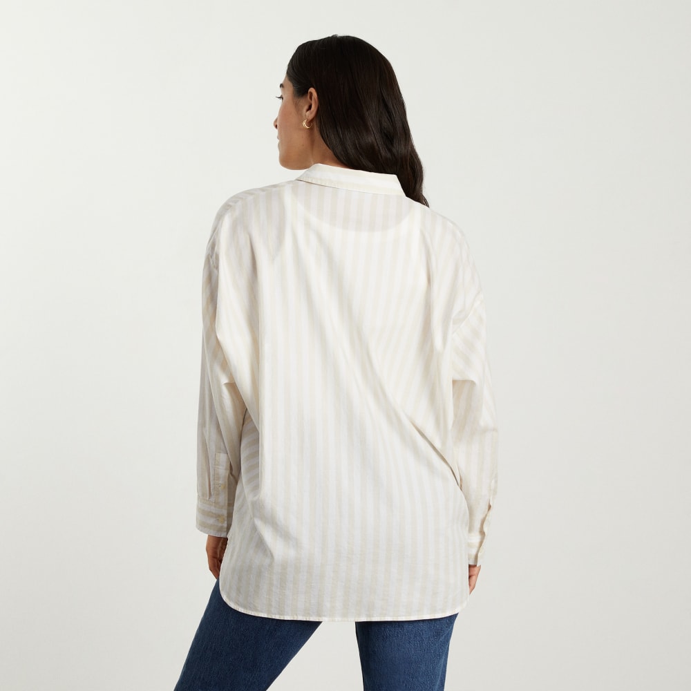 The Oversized Silky Cotton Shirt | Sand / White