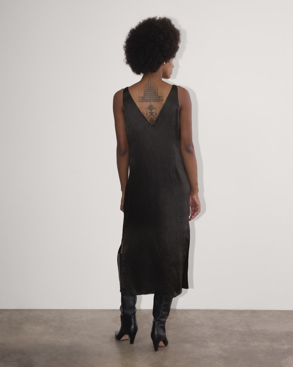 The Satin Slip Dress | Black