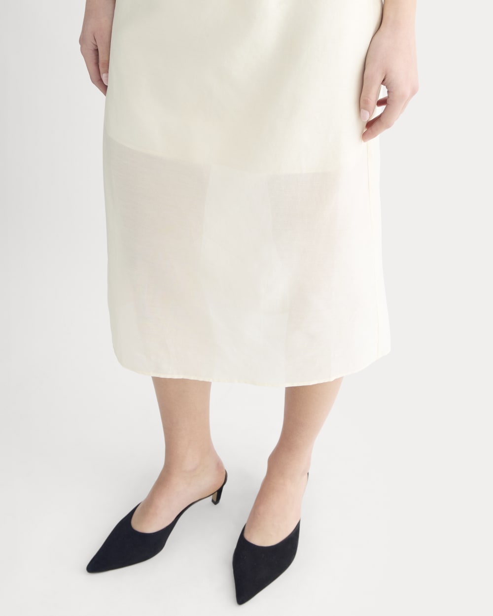 Midi Skirt in Cotton-Silk Organza | Parchment