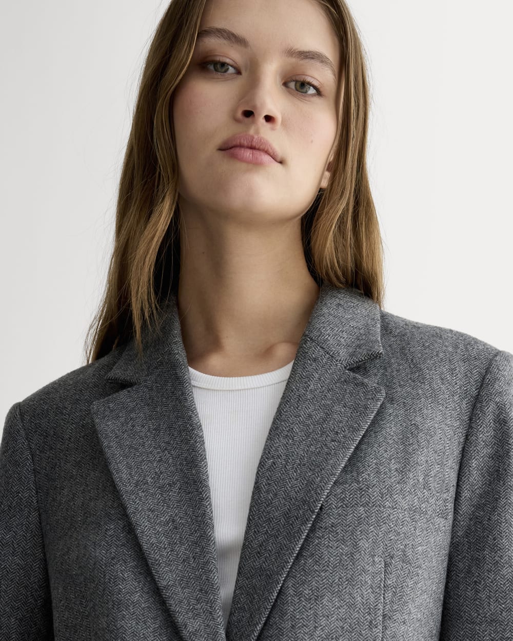The Oversized Blazer in Wool | Grey Herringbone