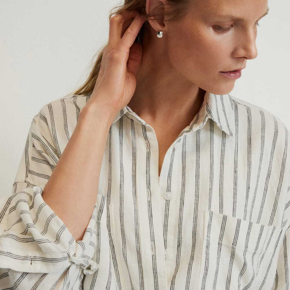 The Way-Long Linen Shirt | Black / Canvas Tan