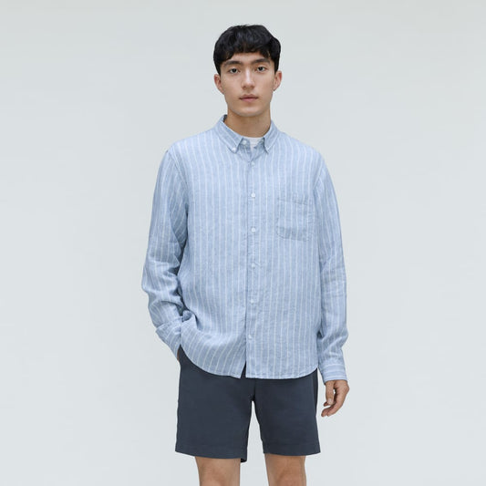 The Classic Shirt in Linen | White / Blue
