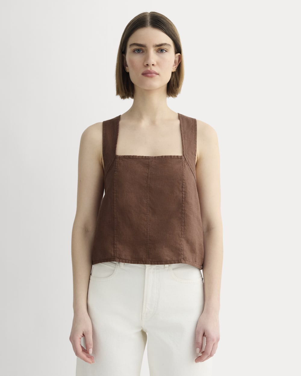 The Crossback Tank in Linen | Cedarwood