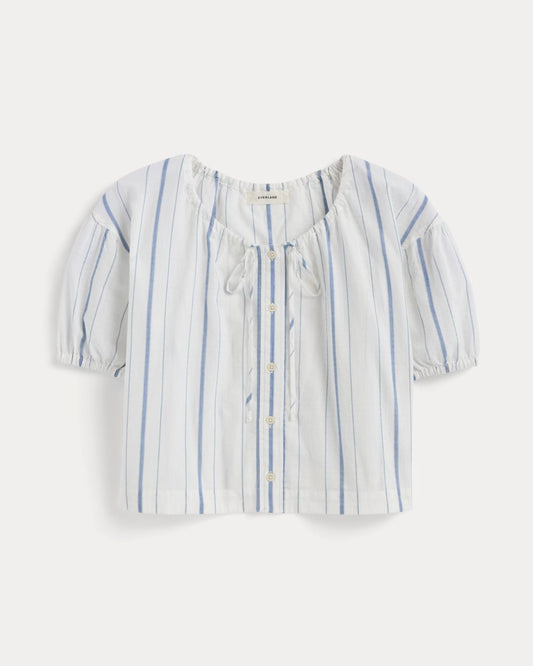The Gauze Button-Up | Bone / Dutch Blue
