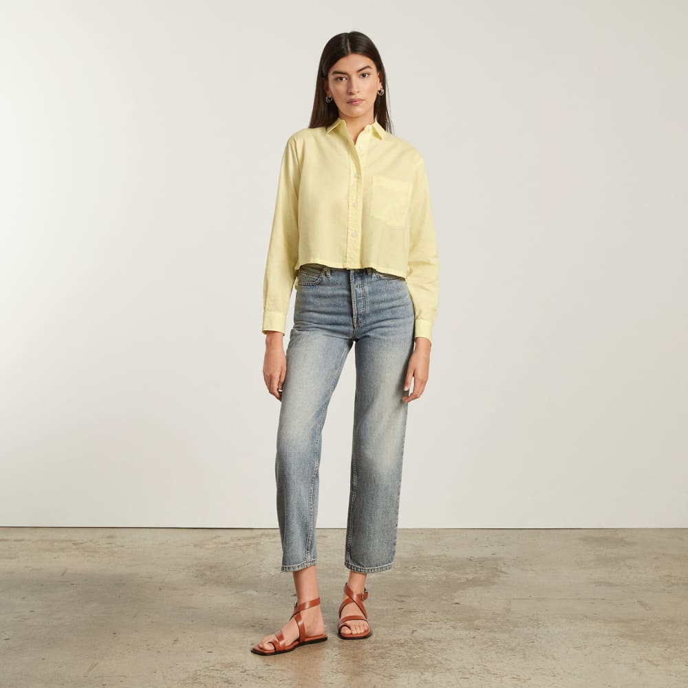 The Way-Short Shirt in Silky Cotton | Pastel Yellow