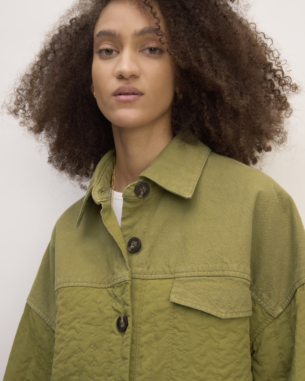 The Everlane x Marques' Almeida Canvas Patchwork Jacket | Moss Green