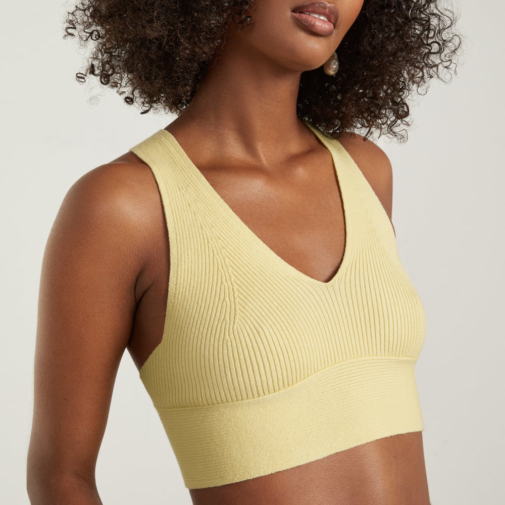 The Cross-Back Cropped Sweater Top | Pastel Yellow