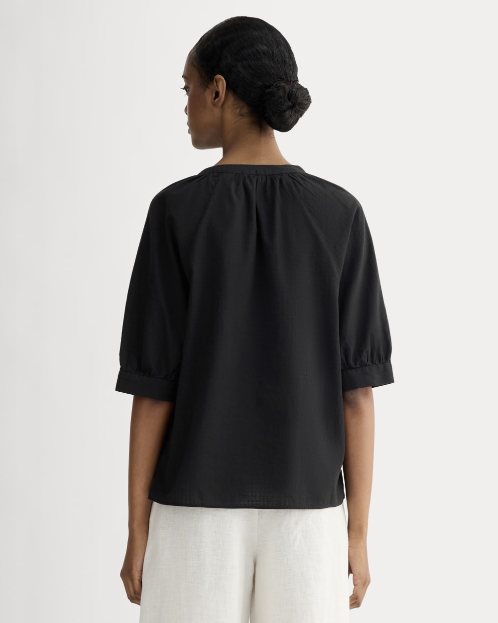 The Gauze Gathered Top | Black