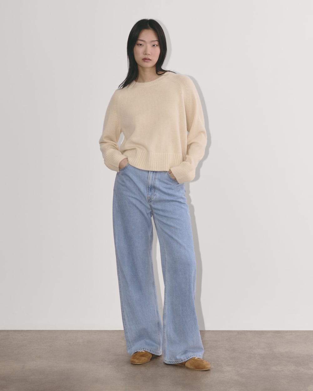 The Boxy Crew in Cashmere | Creme