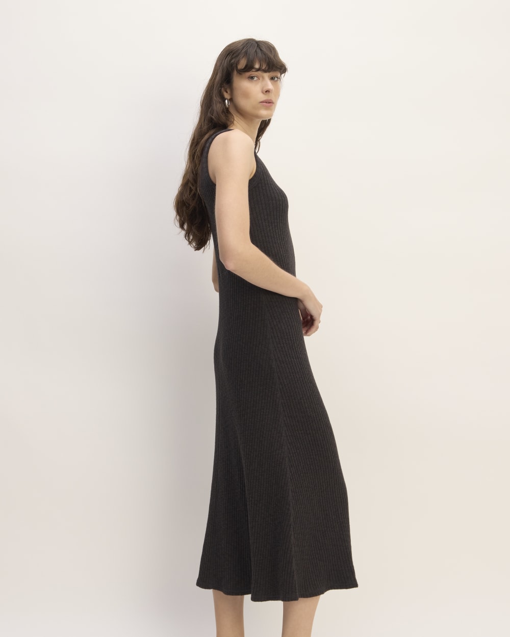 The Rib-Knit A-Line Tank Dress | Black