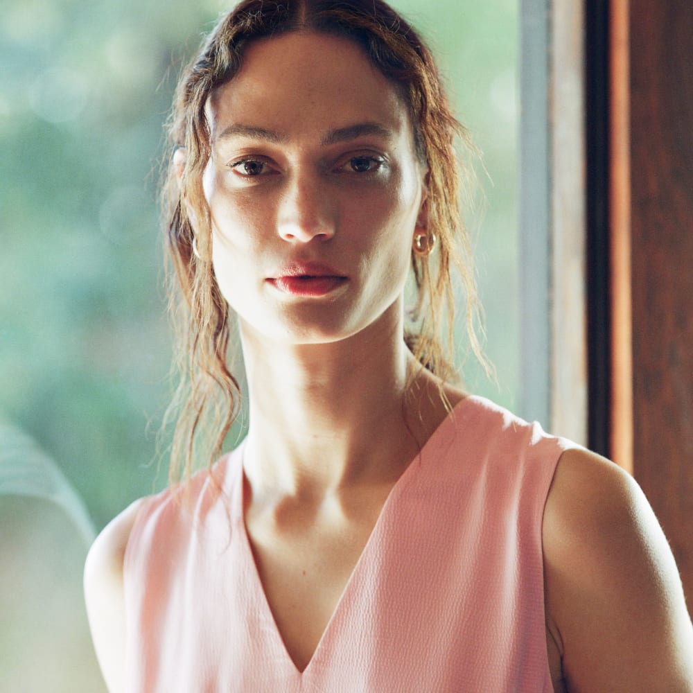 The Satin V-Neck Maxi Dress | Petal Pink