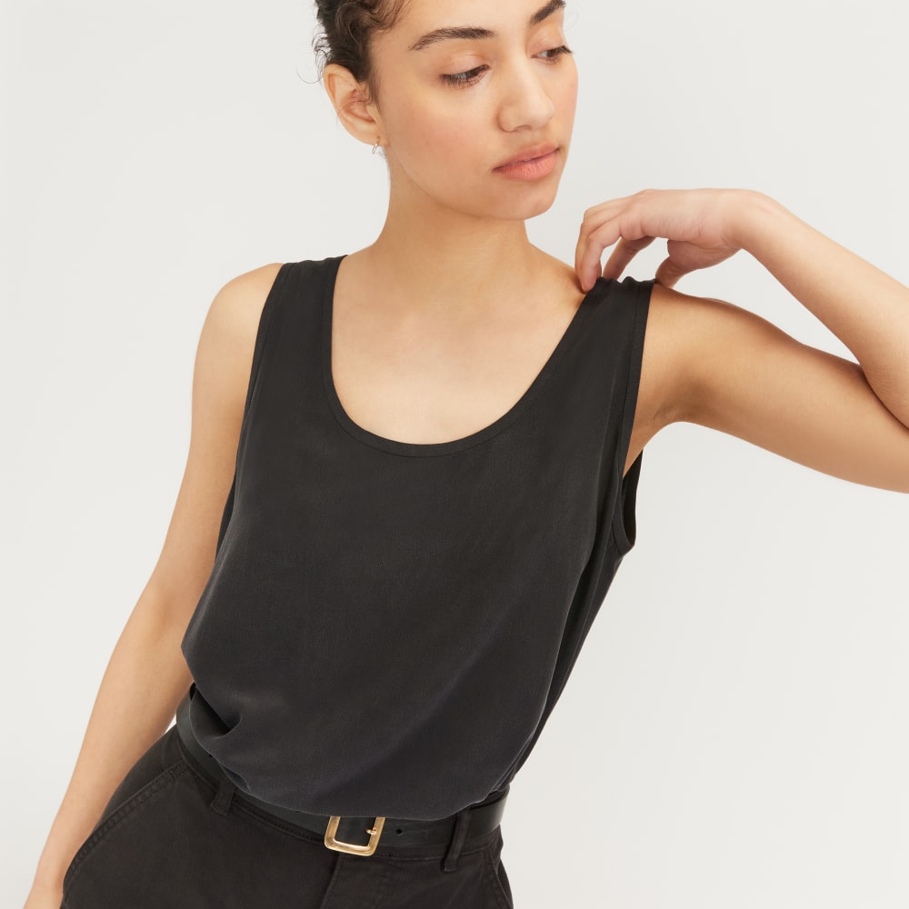 The Scoop Tank in Washable Silk | Black