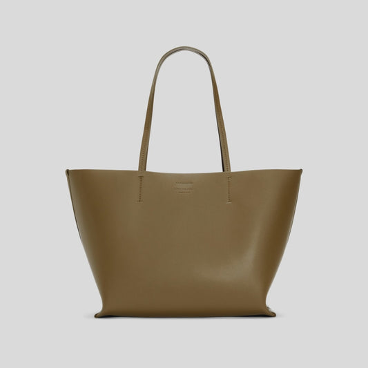 The Luxe Medium Italian Leather Tote | Beech