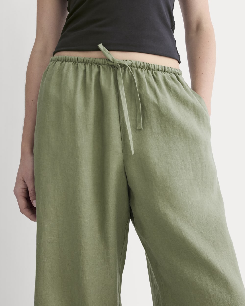 The Drawstring Pant in Linen | Lichen Green
