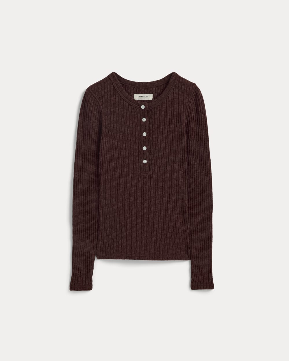 The Cozy Rib Henley | Dark Mahogany