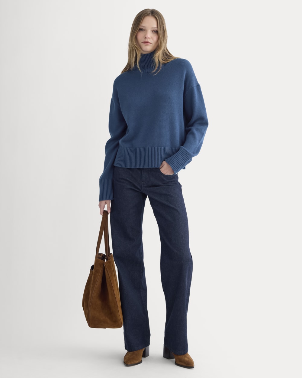 The Boxy Turtleneck in Everyday Cotton | Deep Lazuli Blue