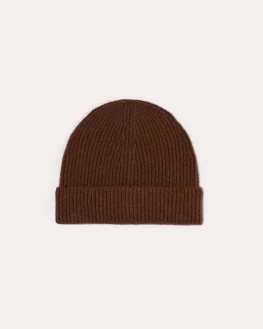 The Cashmere Ribbed Beanie | Dark Mahogany