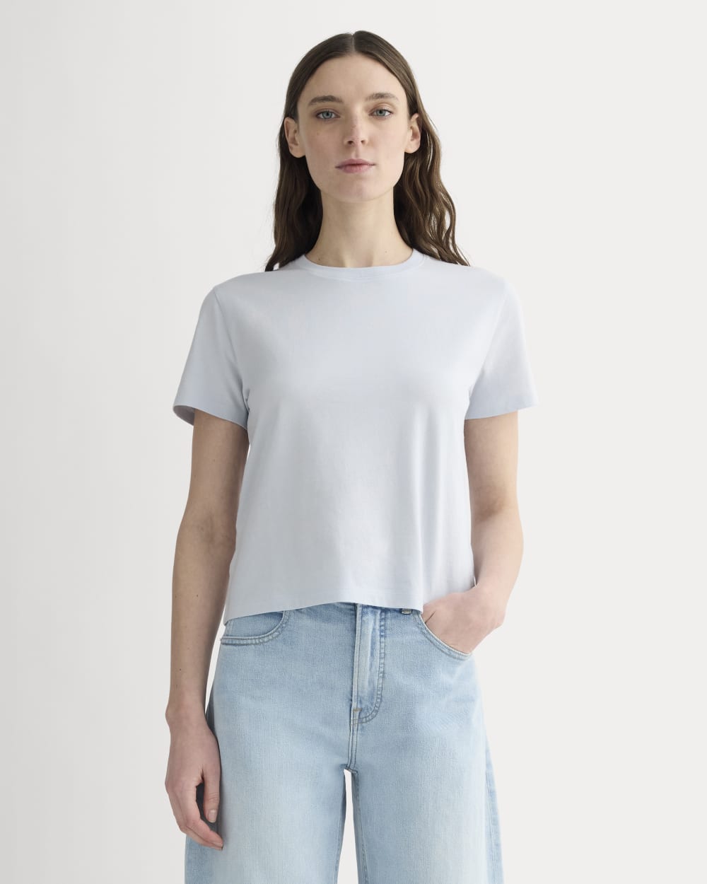 The Box-Cut Tee in Essential Cotton | Air Blue | No Pocket