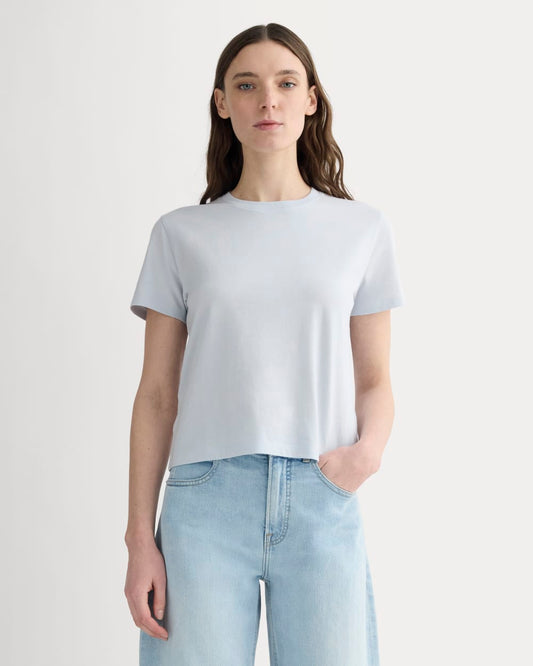 The Box-Cut Tee in Essential Cotton | Air Blue | No Pocket