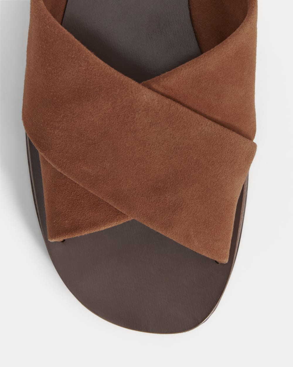 The Day Crossover Sandal | Saddle Brown Suede