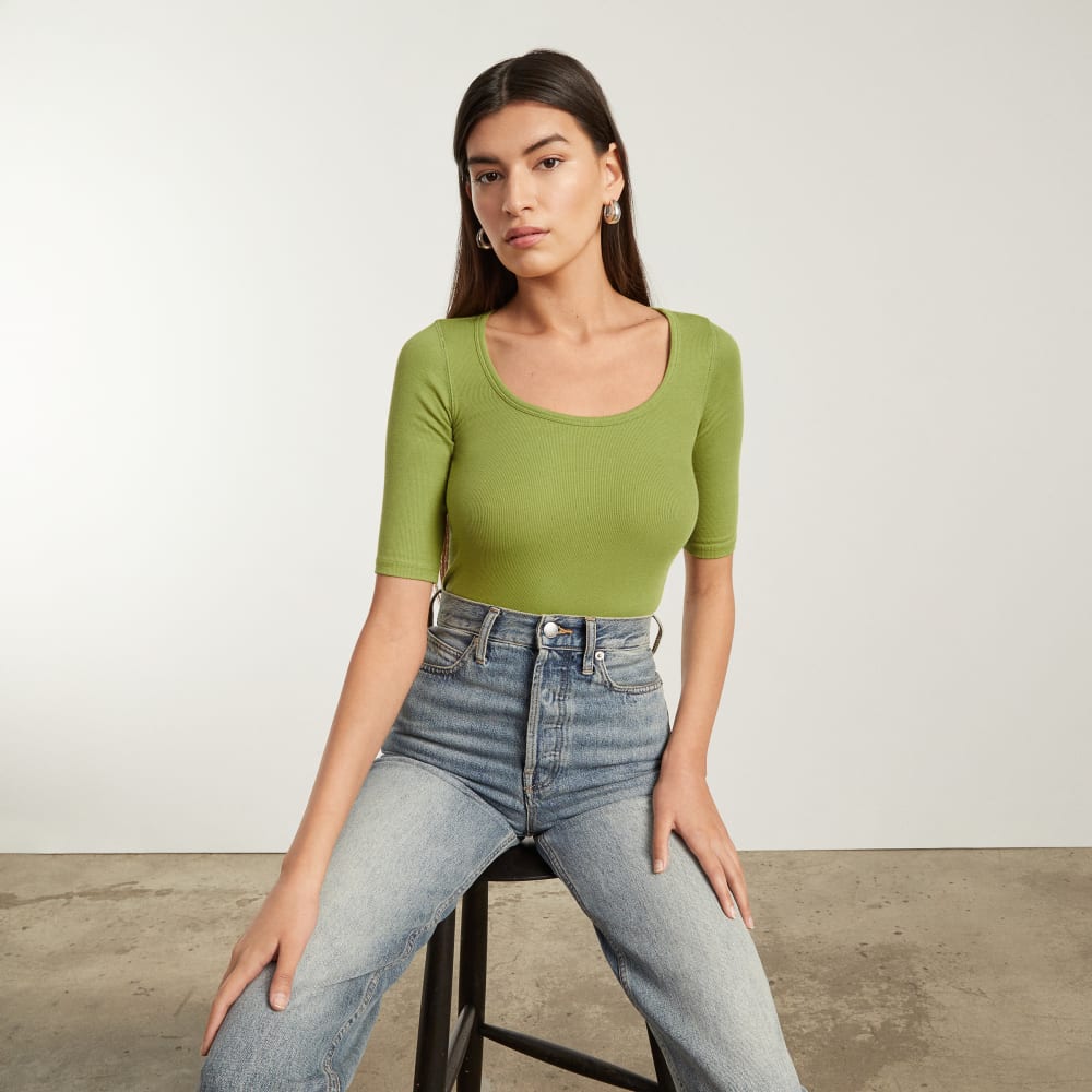 The Luxe Micro-Rib Scoop-Neck Tee | Pepper