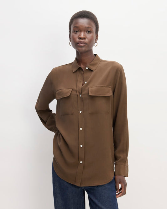 The Utility Shirt in Washable Silk | Cocoa