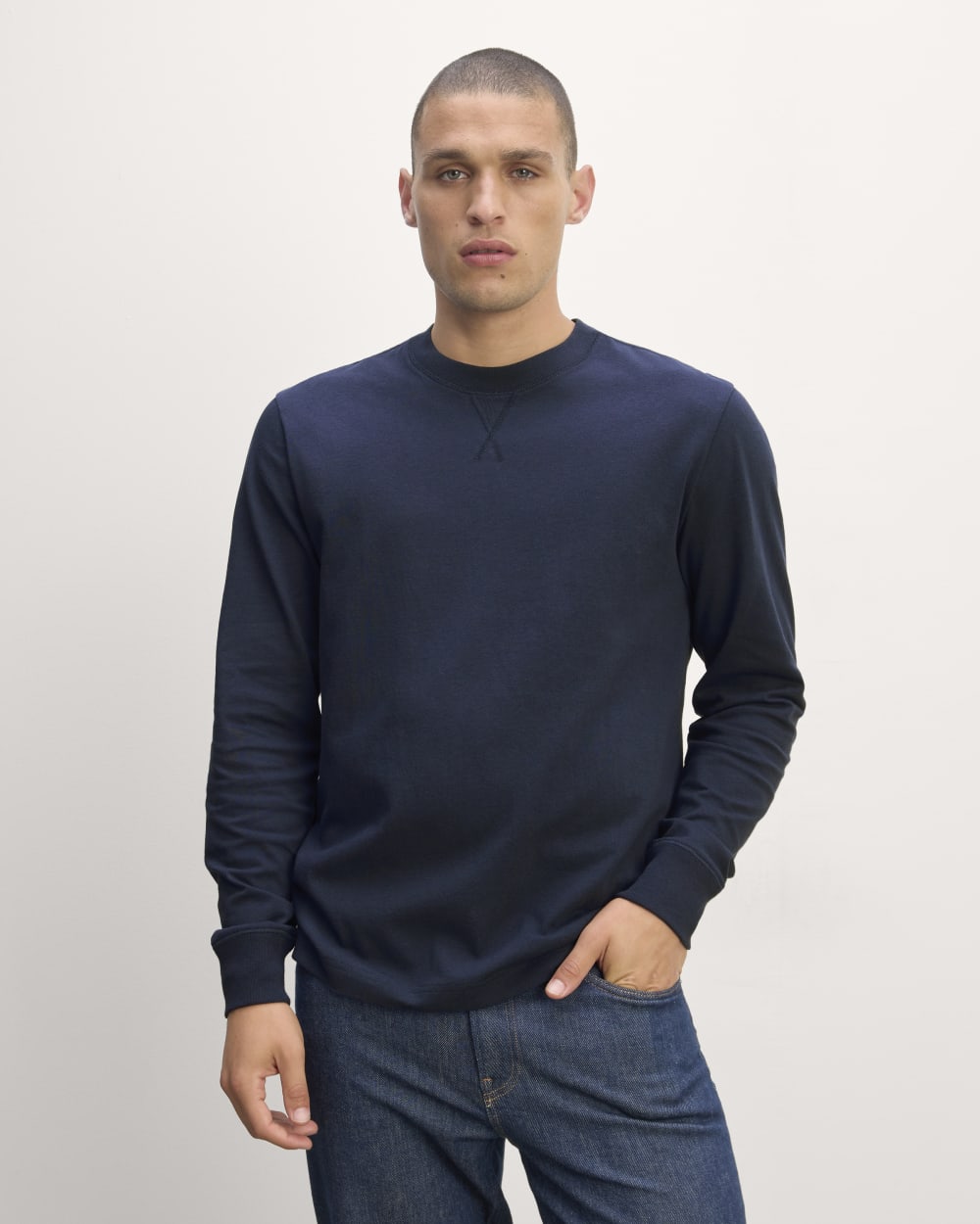 The Premium-Weight Relaxed Crew | Navy