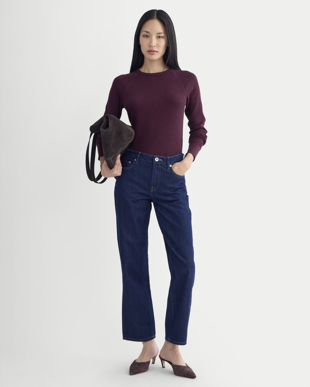 Slim-Fit Crew in Cozy Waffle | Heathered Port Royale