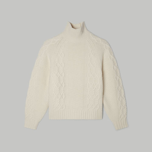 The Felted Merino Cable Sweater | Bone