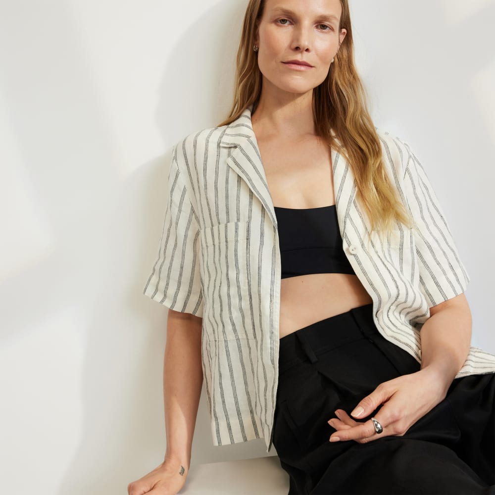 The Linen Workwear Shirt | Black / Canvas Tan