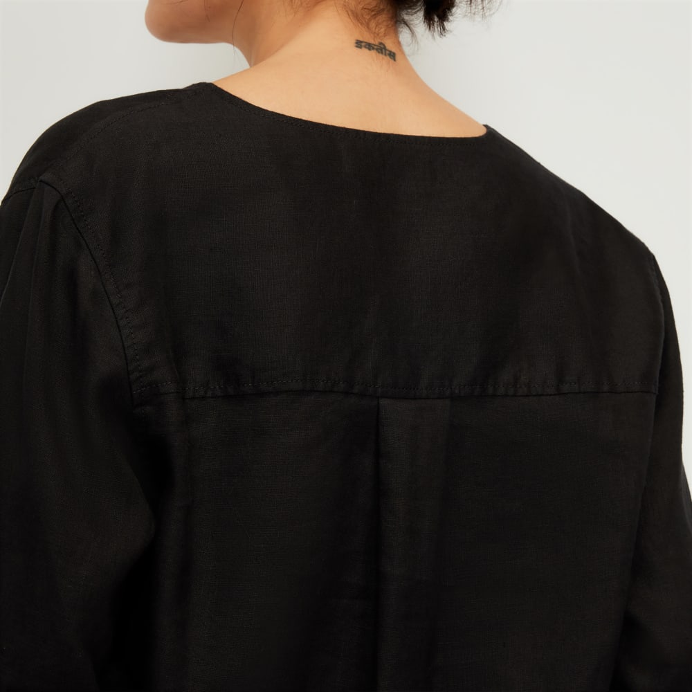 The Linen Popover Shirt | Black