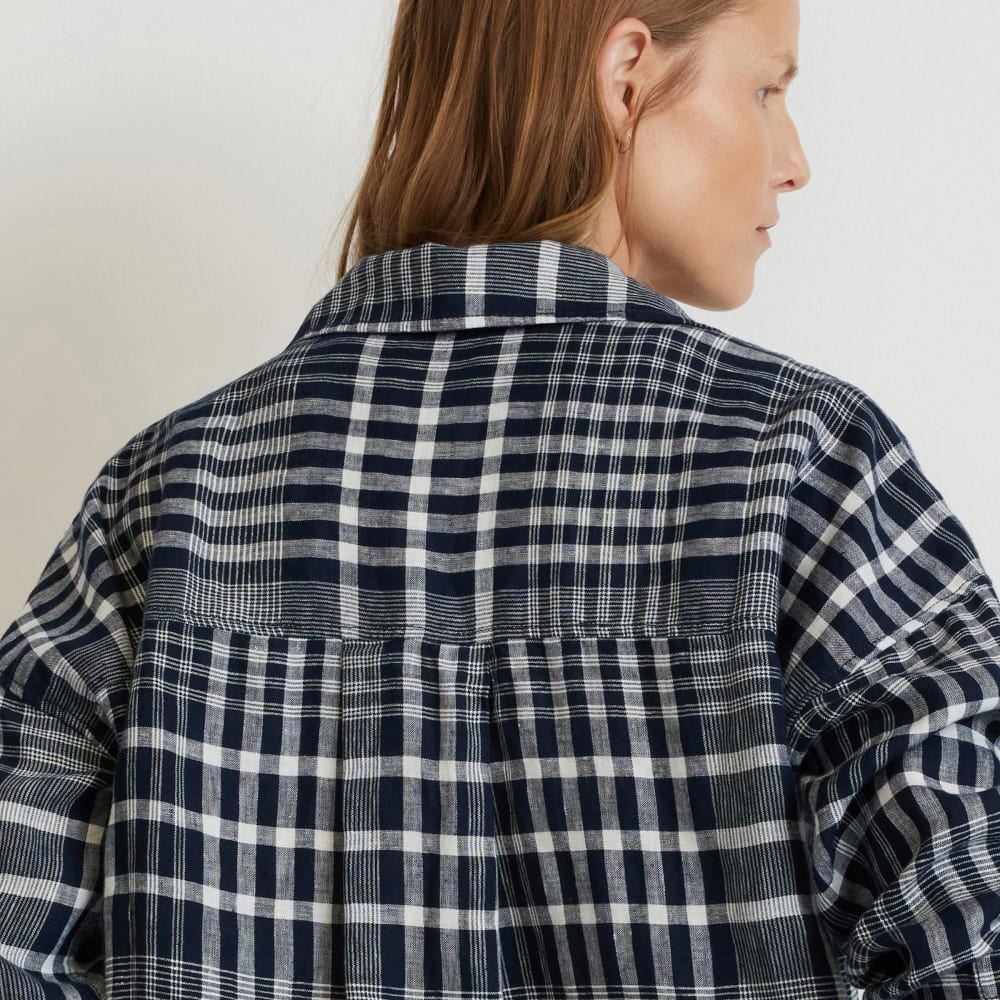 The Way-Long Linen Shirt | Canvas Tan / Navy