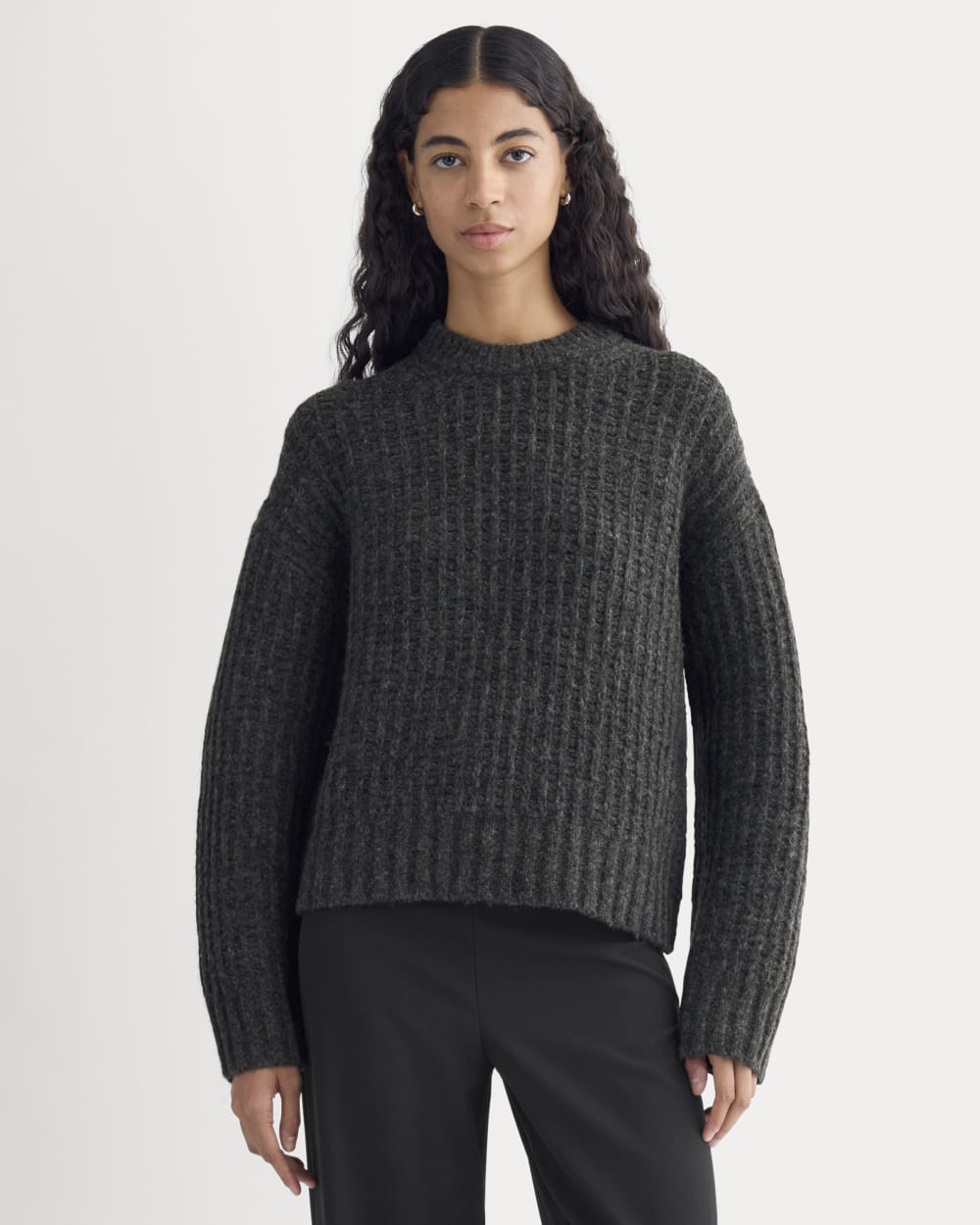 Waffle Sweater in Cloud | Heathered Soot