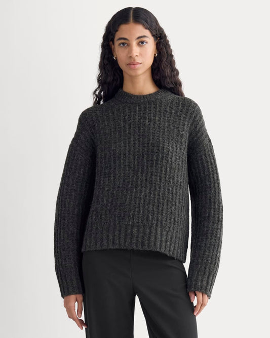 Waffle Sweater in Cloud | Heathered Soot