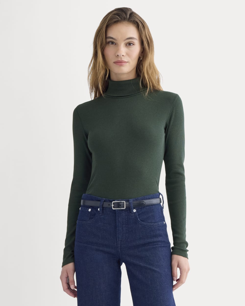 The Luxe Rib Turtleneck | Heathered Dark Sea