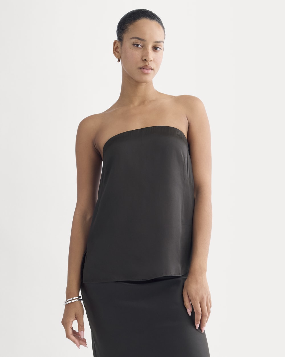 Thin Strap Cami in Silk Charmeuse | Black