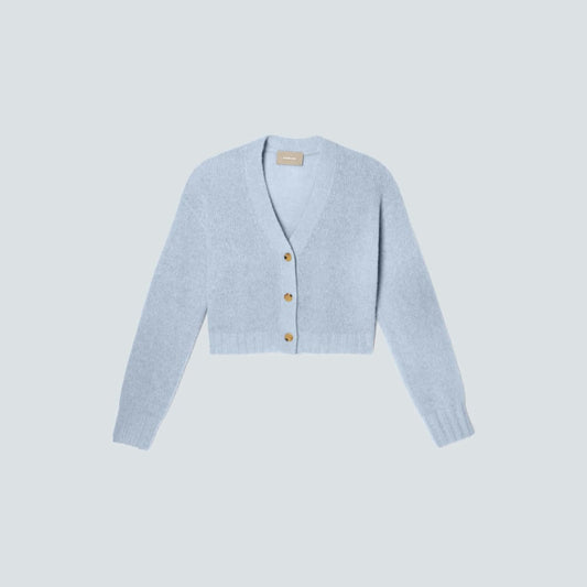 The Alpaca V-Neck Cropped Cardigan | Mist