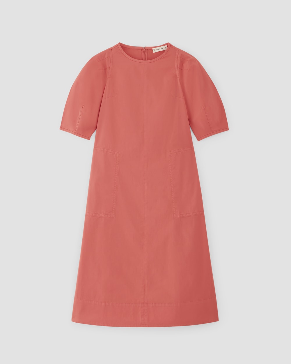 The Short-Sleeve Puff Midi Dress | Coral