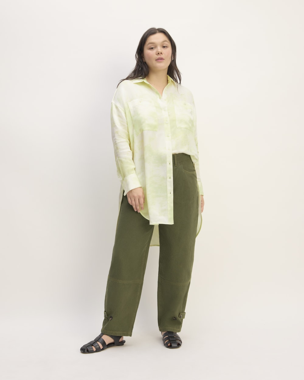 The Everlane x Marques' Almeida Satin Tie-Dye Shirt | Seafoam Tie-Dye