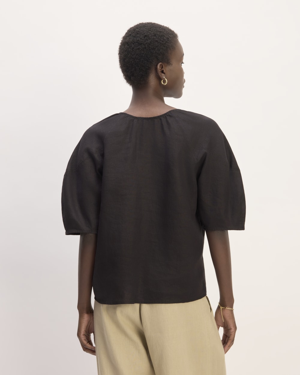 The Scoop Top in Linen | Black
