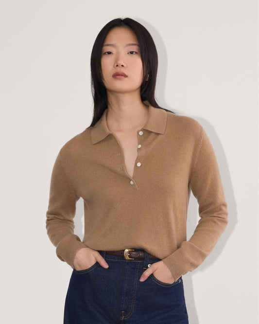The Classic Polo in Cashmere | Tiger's Eye