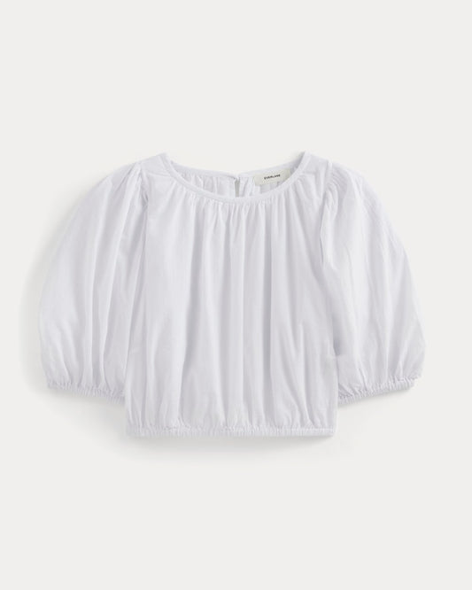 The Gauze Puff-Sleeve Top | White