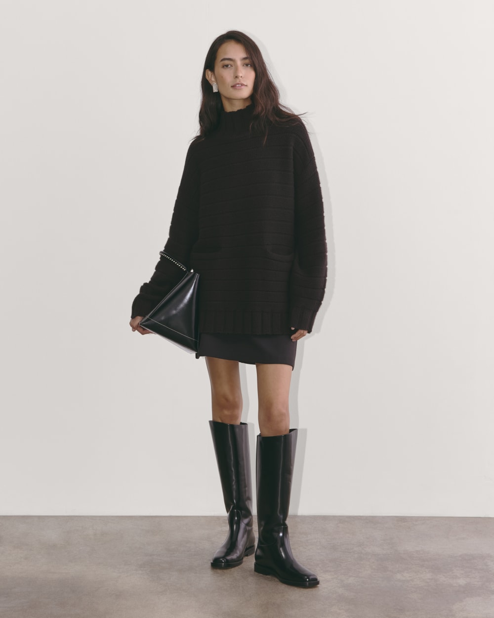 The Oversized Turtleneck in Luxe Merino | Black