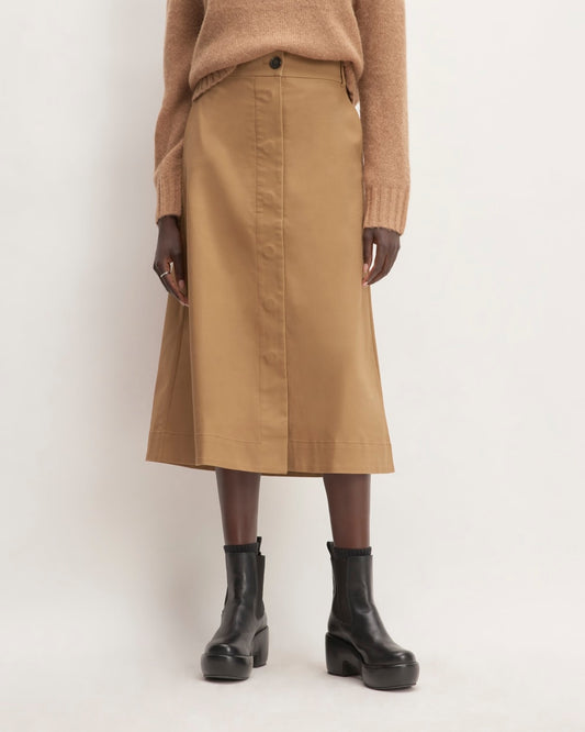The Structured Cotton A-Line Skirt | Toasted Coconut