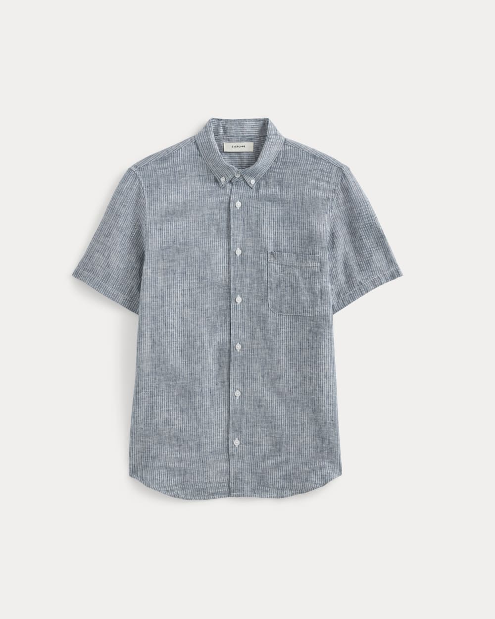 The Classic Short-Sleeve Shirt in Linen | White / Blue