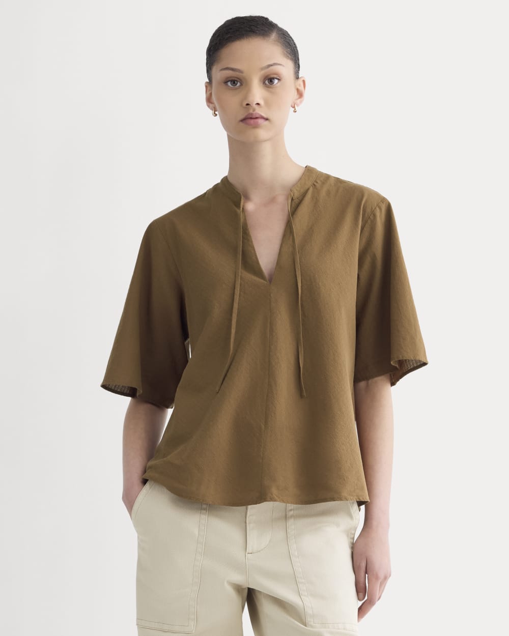 The Gauze Tie-Front Shirt | Toffee