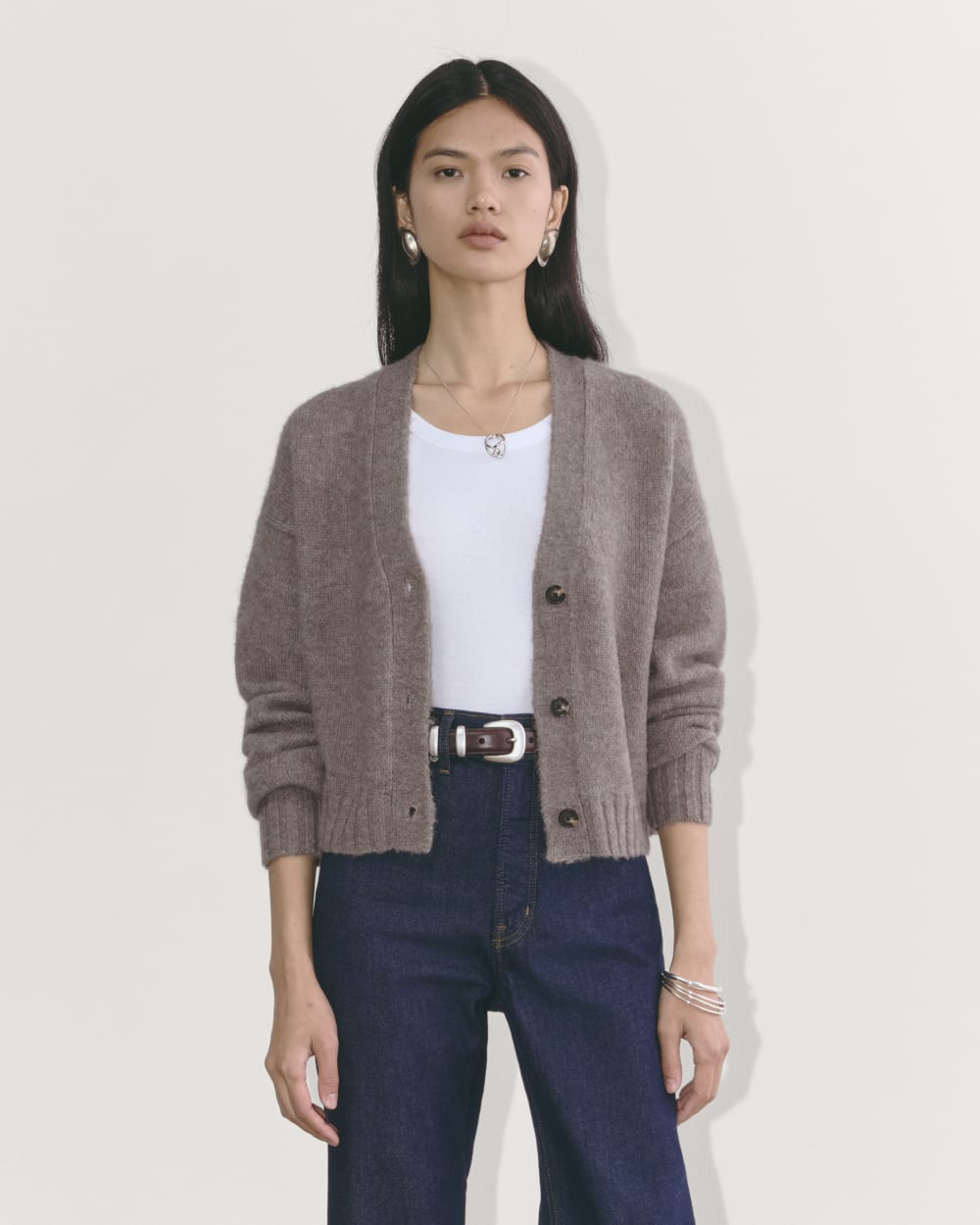 The Boxy Cardigan in Alpaca | Taupe Melange