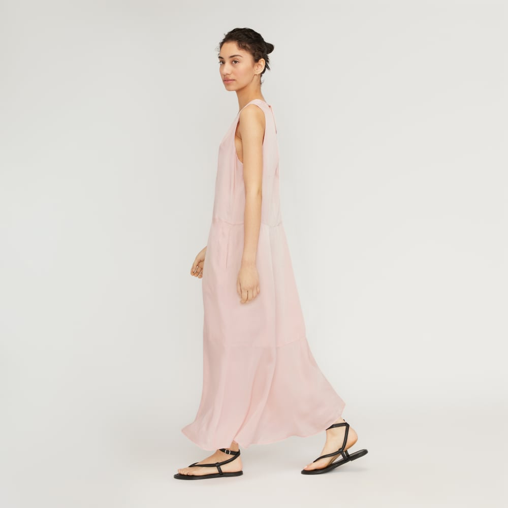 The Satin V-Neck Maxi Dress | Petal Pink