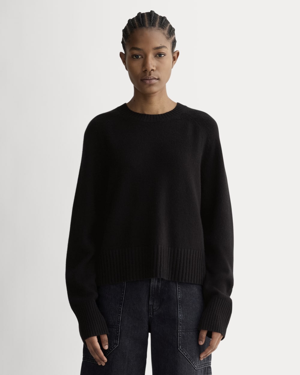 The Boxy Crew in Cashmere | Black